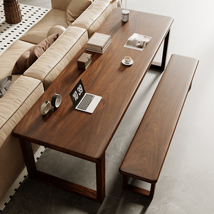 南美胡桃木实木书桌双人电脑桌家用学习桌子靠墙办公桌写字工作台