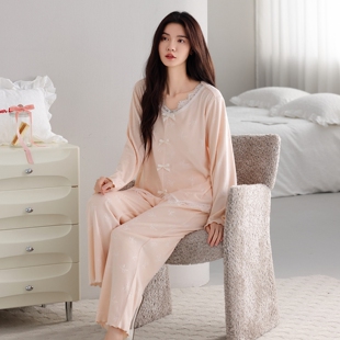 女士珊瑚绒薄绒睡衣秋冬天加厚保暖海岛绒甜美家居服休闲开衫 套装