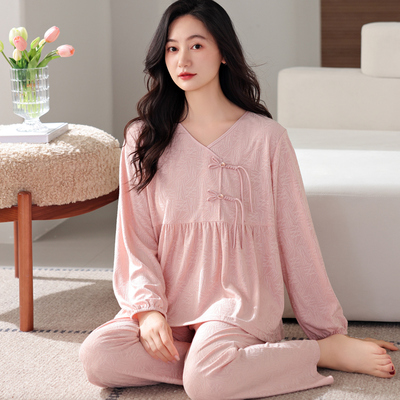 女士春秋莫代尔休闲舒适宽松睡衣