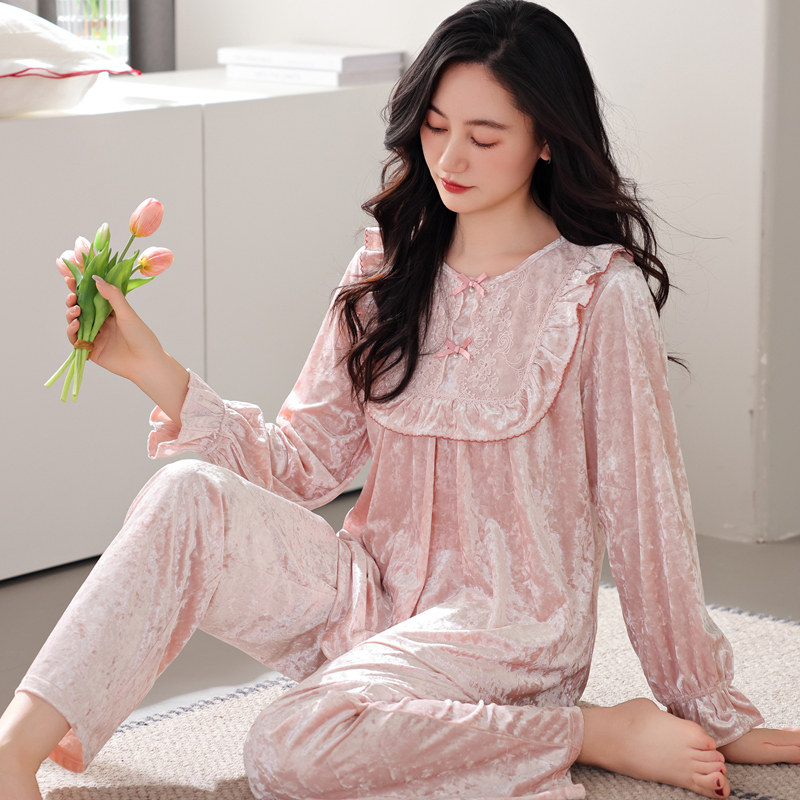 金丝绒甜美公主风女士睡衣可外穿