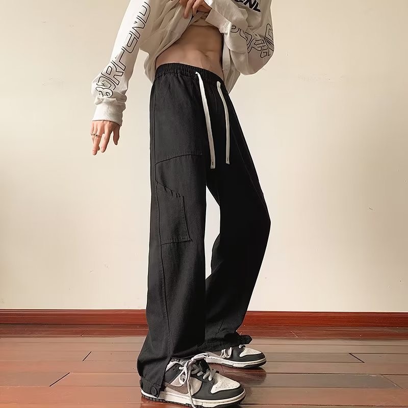 黑色男裤子潮牌高级感2025新款今年流行爆款痞帅炸街超火的休闲裤
