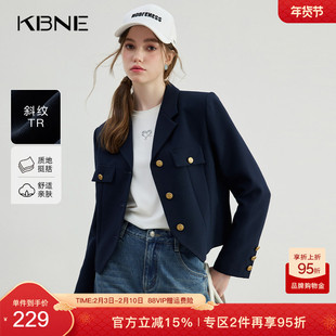 KBNE西装短款外套女藏青色长袖夏季新款气质西服学院风慵懒上衣女