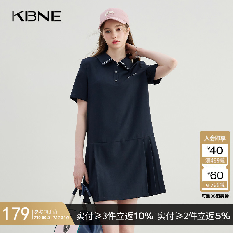藏青色连衣裙青春活泼polo领KBNE2025夏季新款学院风休闲裙子女