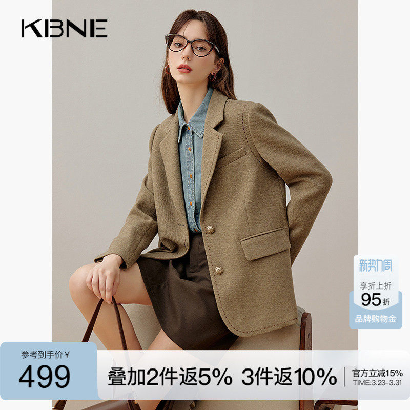 KBNE卡其色休闲西装外套女气质西服2026新款职场通勤正装上衣春秋
