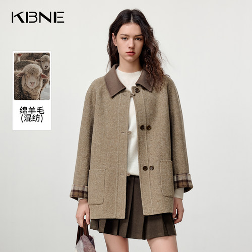 【大粒儿粉丝专享】高级感中长款双排扣毛呢外套女装750928333
