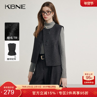 KBNE老钱风灰色女士马夹春秋新款外穿背心上衣小个子马甲外套女装