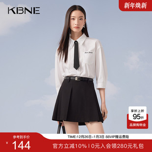 上衣女2025秋季 短款 新款 小个子衬衣短袖 KBNE白色法式 小衫 气质衬衫