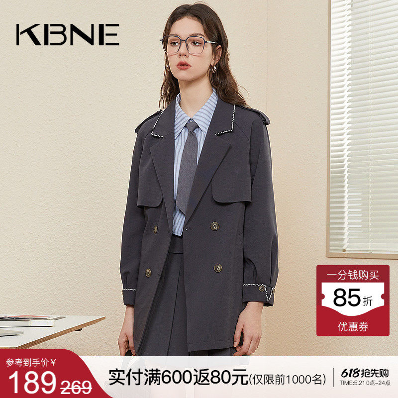 风衣外套女中长款学院风kbne2026春季新款流行英伦风小个子大衣