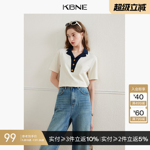 设计小众港味复古chic上衣 KBNE短袖 T恤女polo衫 内搭2025夏季 新款