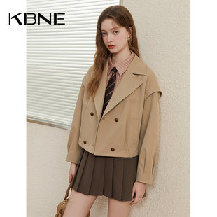 KBNE风衣外套女小个子短款秋冬2026秋季新款高级感卡其色流行上衣