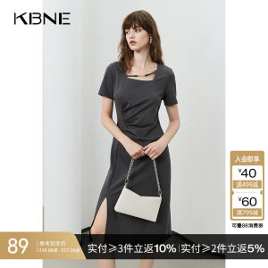 【商场同款】KBNE连衣裙女小个子2025新款气质法式短袖醋酸裙子
