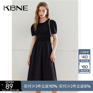 KBNE黑色連衣裙女中長款 今年流行漂亮裙子長裙 新款 小黑裙2025夏季