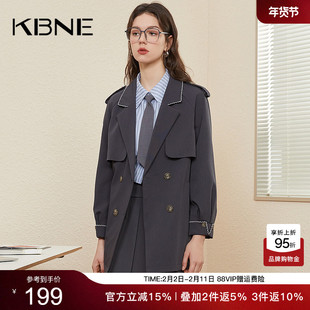 风衣外套女中长款学院风kbne2026春季新款流行英伦风小个子大衣