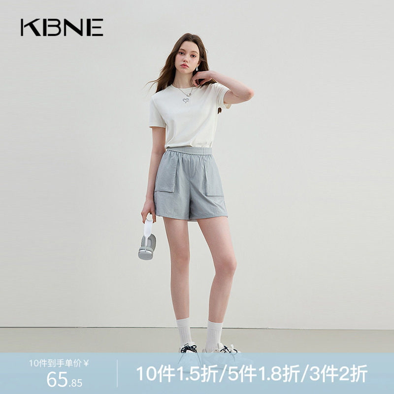 KBNE凉感短裤女灰色裤子休闲裤2026年夏季新款慵懒高腰显瘦五分裤