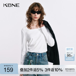 打底针织衫 KBNE肌底液白色方领长袖 修身 新款 上衣女 针织t恤25秋季