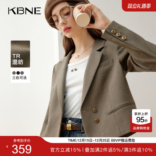 KBNE2025初秋新款休闲西装外套女小个子气质上衣通勤薄款西服外套