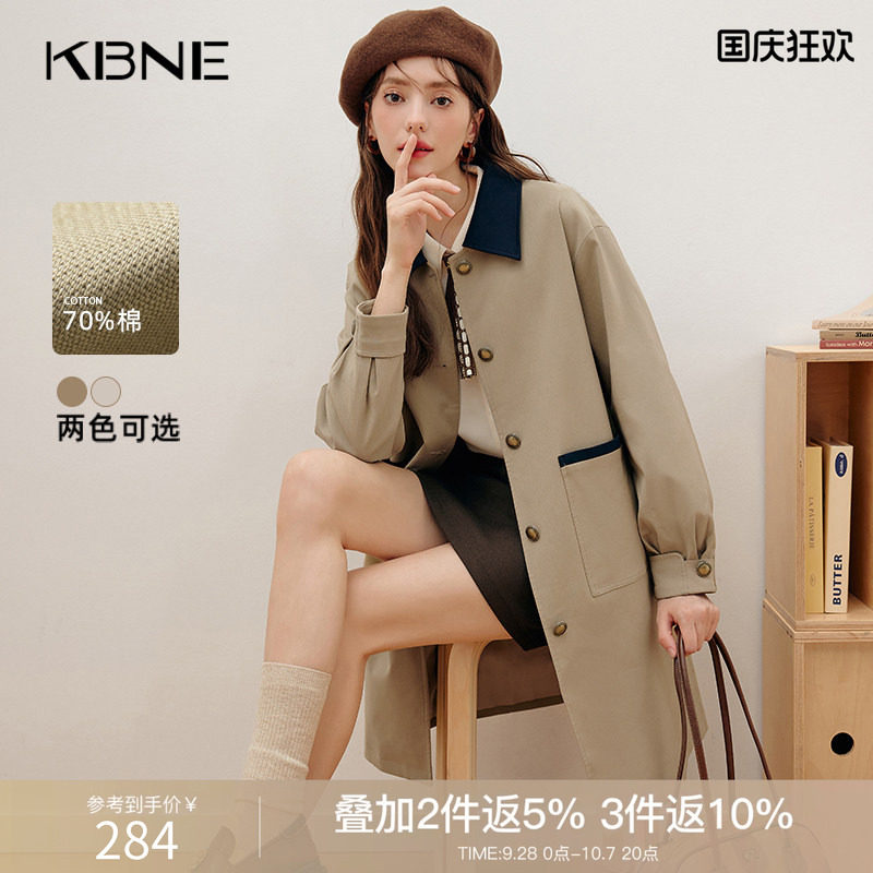 新款英伦风大衣小个子长款秋冬女