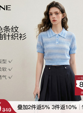 KBNE蓝色短袖系恤修身小衫2026夏季新款小个子短款独特上衣女