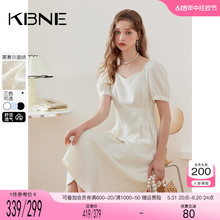 KBNE连衣裙女方领黑色长裙2024夏季新款肌理法式今年流行漂亮裙子