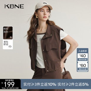 新款 KBNE咖色马甲外套女设计感上衣2025秋季 百搭小个子高级显瘦