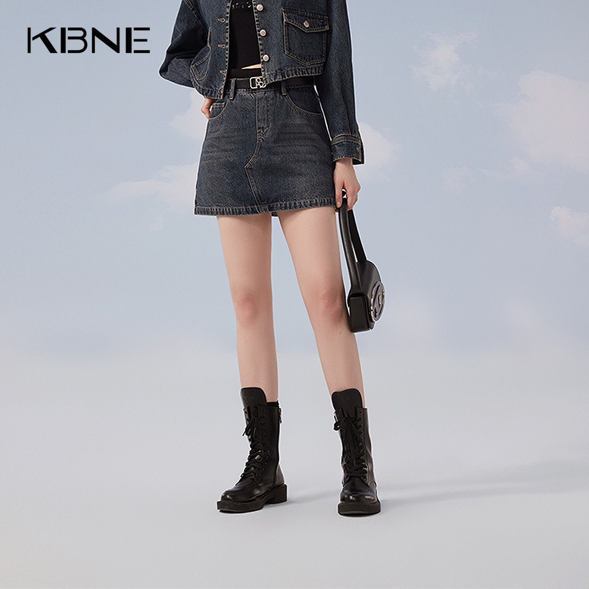 KBNE牛仔短裙半身裙女牛仔感裙子春秋季新款A字百搭爆款复古半裙