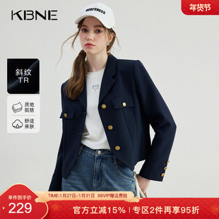 KBNE西装短款外套女藏青色长袖夏季新款气质西服学院风慵懒上衣女