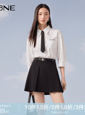 KBNE白色法式气质衬衫短款上衣女2025秋季新款小个子衬衣短袖小衫