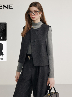 KBNE老钱风灰色女士马夹春秋新款外穿背心上衣小个子马甲外套女装
