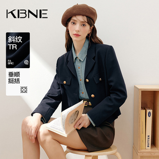 KBNE西装短款外套女藏青色长袖夏季新款气质西服学院风慵懒上衣女