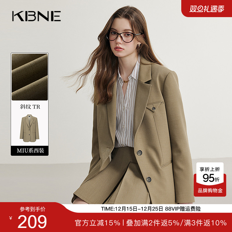 KBNE卡其色休闲西装外套女小个子西服春秋新款气质正装长袖上衣