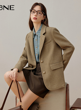 KBNE卡其色休闲西装外套女气质西服2025新款职场通勤正装上衣春秋