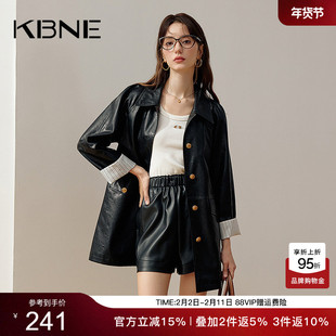 KBNE2026新款黑色皮衣外套女高级感风衣短款夹克修身复古上衣春秋