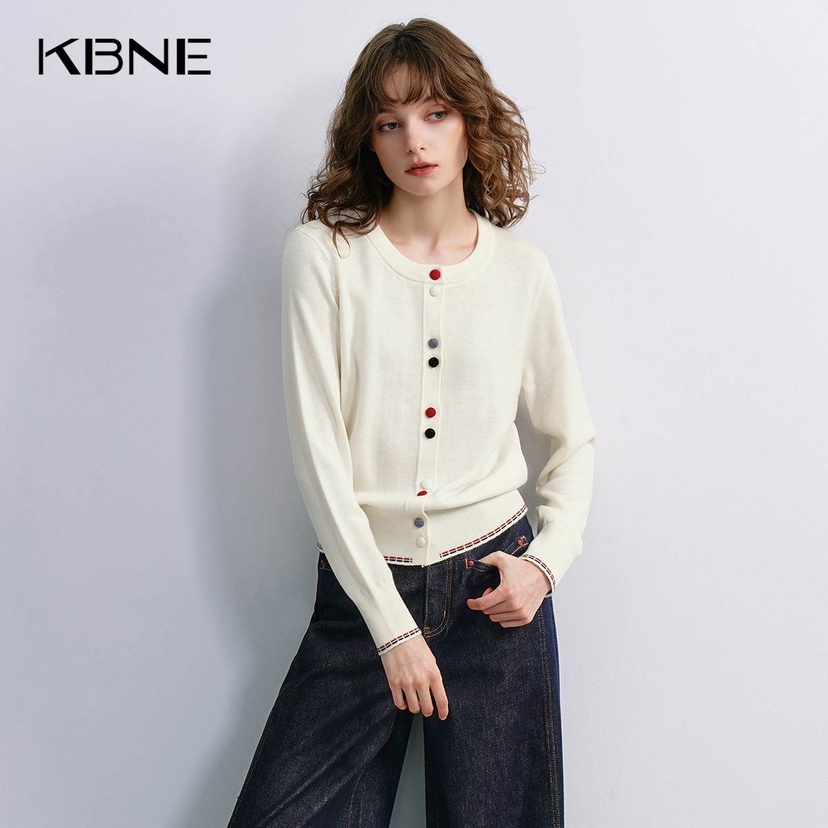 【晶晶姐妹专属】米白羊毛显瘦针织衫女毛衫25秋季750829107