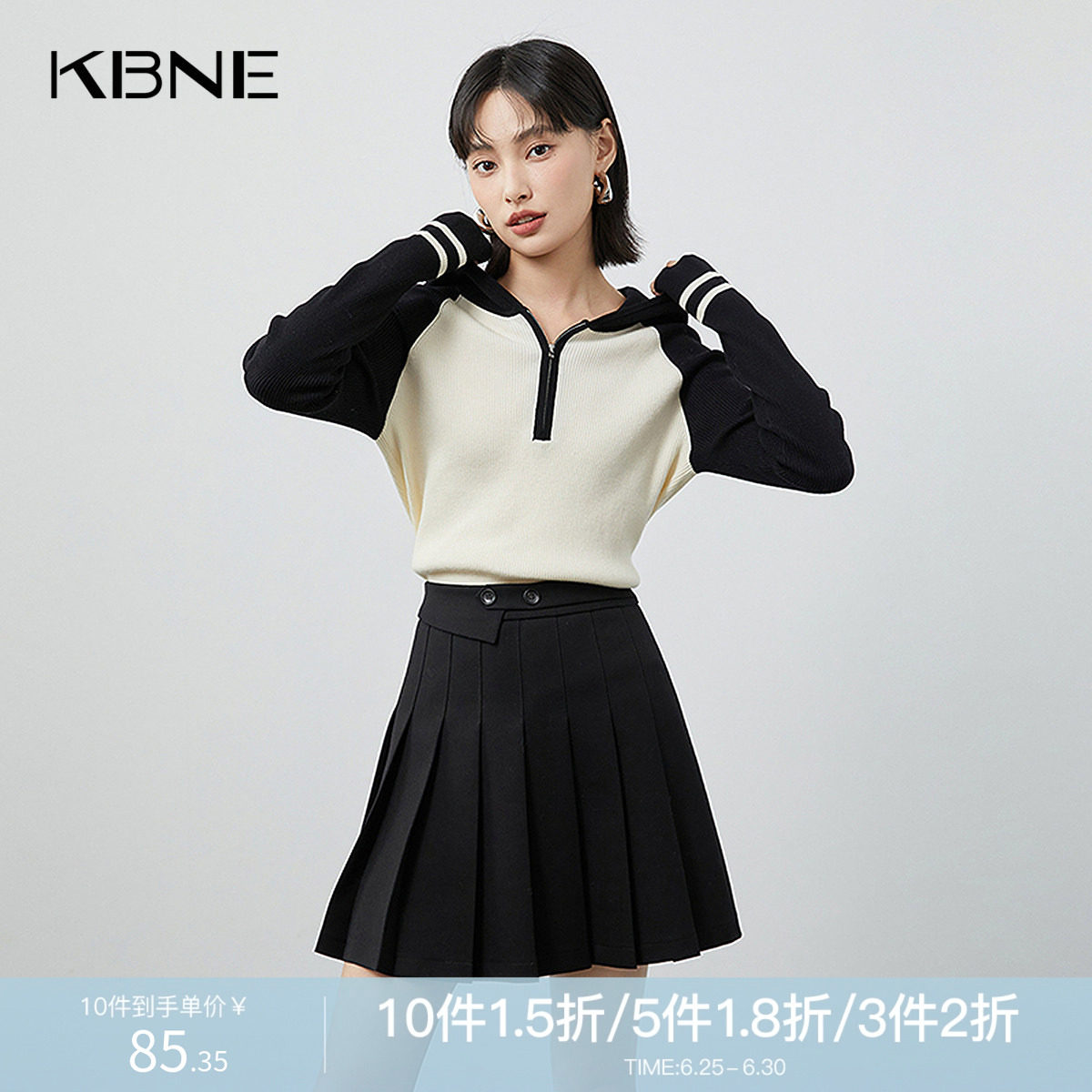 白色连帽针织衫长袖上衣小个子毛衣女341119015