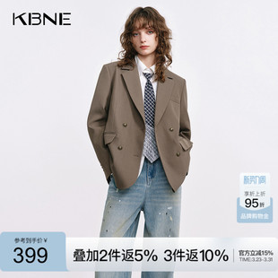 KBNE咖啡色西装领短外套女春秋新款小个子长袖上衣气质学院风外衣