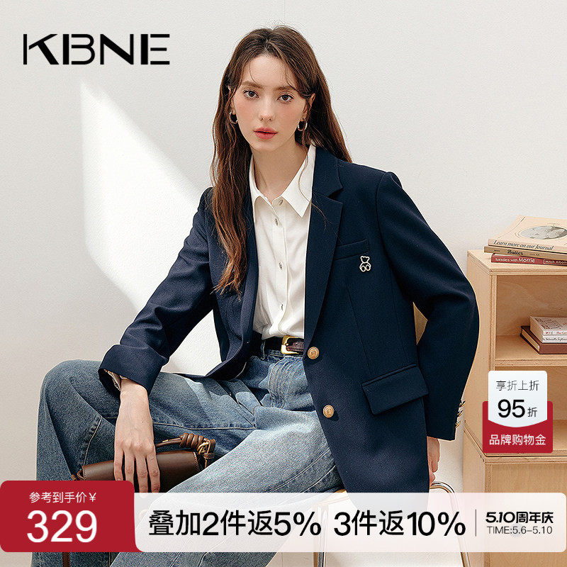 KBNE2026新款藏青色长袖休闲西服轻薄西装外套职场通勤正装春秋女