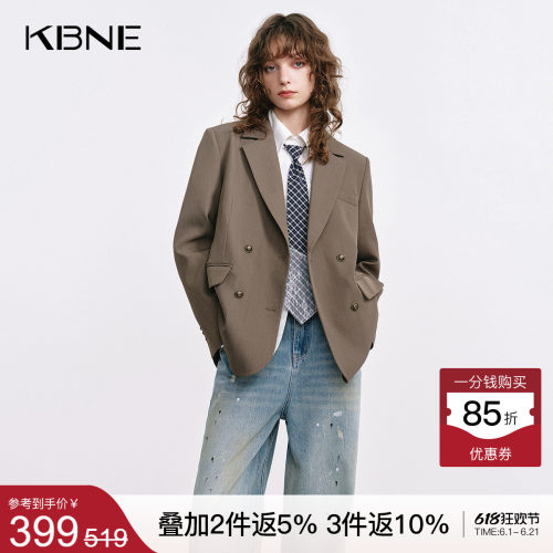 KBNE咖啡色西装领短外套女春秋新款小个子长袖上衣气质学院风外衣