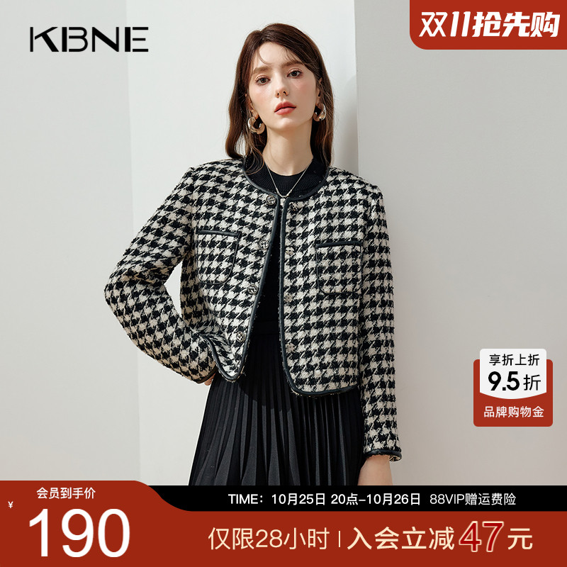 KBNE【商场同款】绵羊毛呢外套女2025冬季新款爆款小香风毛呢外套