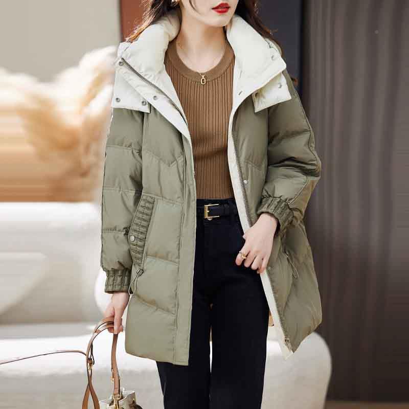 高端羽外绒服女冬中长款新款小个子质气时尚气白洋鸭绒连ZHANG786