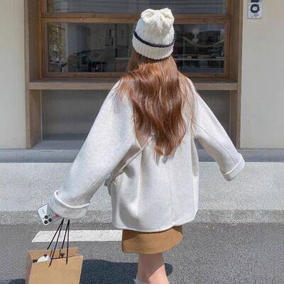 柔风温双面呢羊毛大衣女冬季新韩系高b169-851款级感休搭闲百毛呢