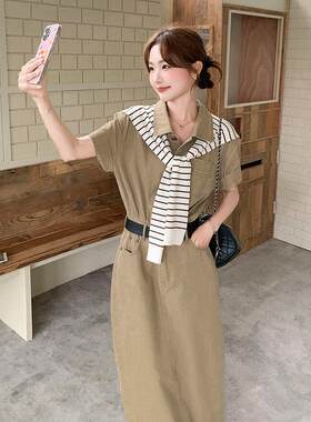 卡色设计感休其闲风衬衫女连衣裙夏新款超C055-600好看韩版时字尚