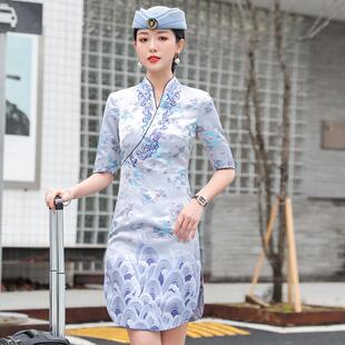 AL668890海空航姐国风旗袍中女高迎端前台宾茶艺师礼仪工作服职业