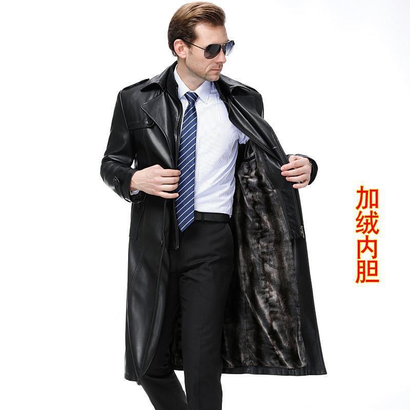 衣冬装中年加厚大码男爸装皮衣款绵羊6688-C皮风男长加内胆爸皮外
