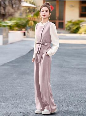 小香风时套装女春尚新闲款轻熟风气质休西装马甲腿裤三ZMEI5533阔