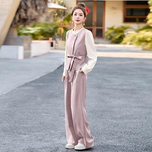 小香风时套装女春尚新闲款轻熟风气质休西装马甲腿裤三ZMEI5533阔