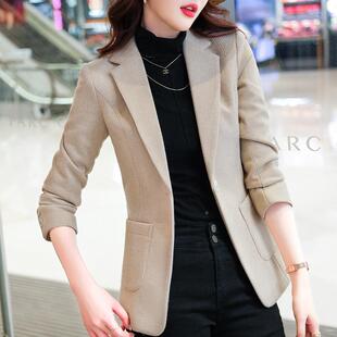 女西装小外套时闲尚休格子西服女修AL-65509身通勤小个士子感长袖