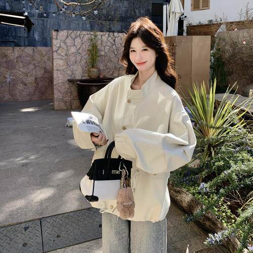 韩系立领工装风衣外套女春季小个子新款宽松休闲减龄百搭夹克
