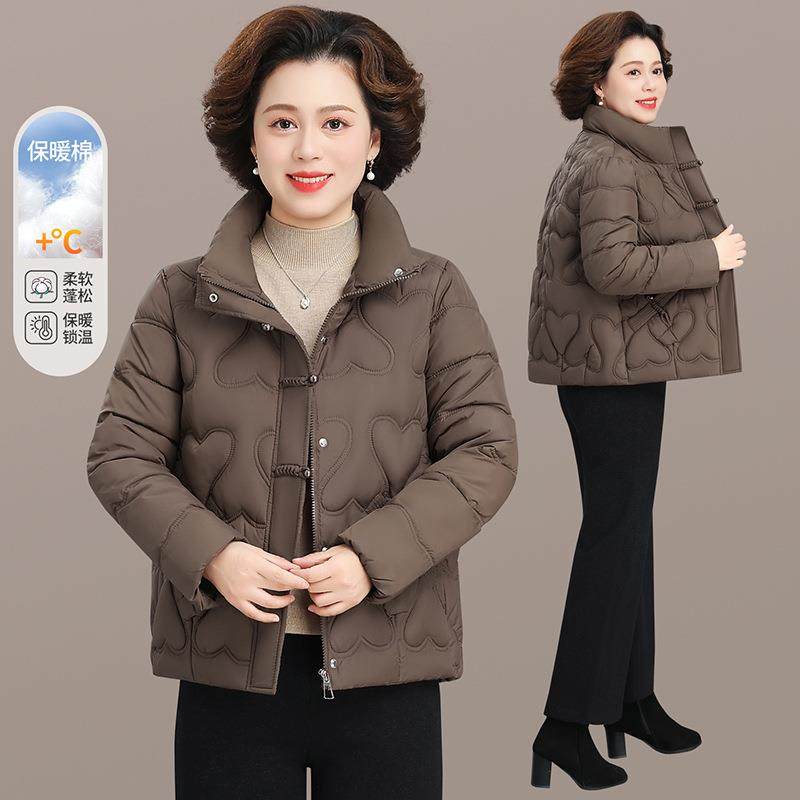 24-76027妈妈棉服冬季加绒女厚洋气中老年品加牌棉袄年士秋冬外套