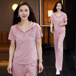 中年妈妈装装短袖恤夏季新款中老年闲休运动服89827259套女上年衣