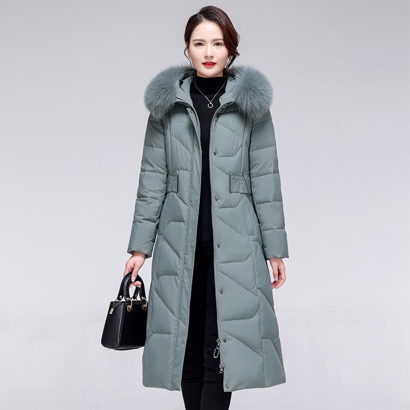 服专柜品牌羽绒女中BS9961款冬季过长款中年妈妈保长暖膝白鸭绒外